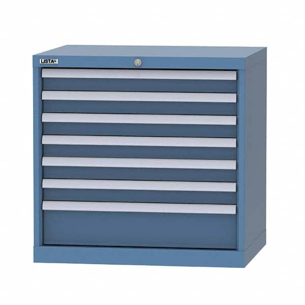 LISTA - 6 Drawer, 124 Compartment Bright Blue Steel Modular Storage Cabinet - Benchmark Tooling
