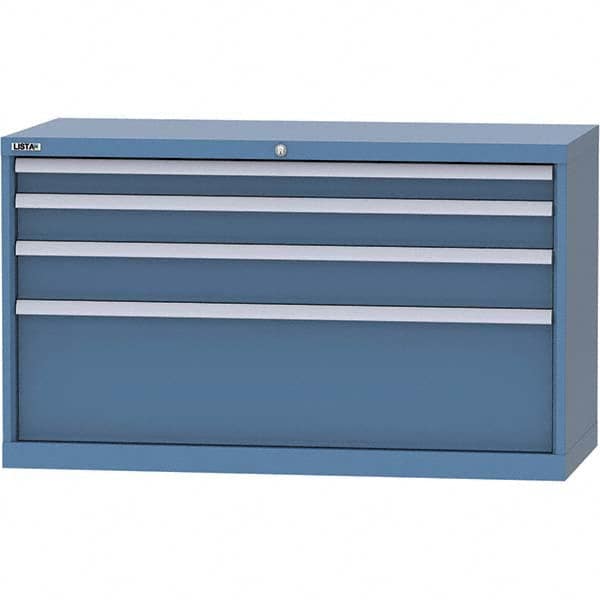 LISTA - 4 Drawer, 99 Compartment Bright Blue Steel Modular Storage Cabinet - Benchmark Tooling