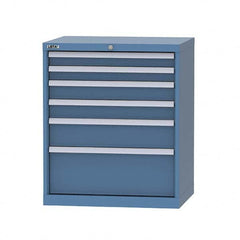 LISTA - 6 Drawer, 124 Compartment Bright Blue Steel Modular Storage Cabinet - Benchmark Tooling