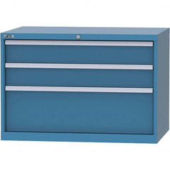 LISTA - 3 Drawer, 84 Compartment Bright Blue Steel Modular Storage Cabinet - Benchmark Tooling