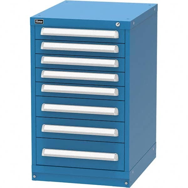 Vidmar - 8 Drawer, 45 Compartment Bright Blue Steel Modular Storage Cabinet - Benchmark Tooling