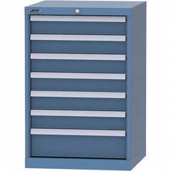 LISTA - 7 Drawer, 84 Compartment Bright Blue Steel Modular Storage Cabinet - Benchmark Tooling