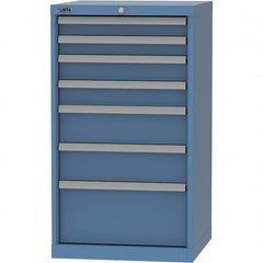LISTA - 7 Drawer, 84 Compartment Bright Blue Steel Modular Storage Cabinet - Benchmark Tooling