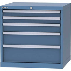 LISTA - 5 Drawer, 45 Compartment Bright Blue Steel Modular Storage Cabinet - Benchmark Tooling