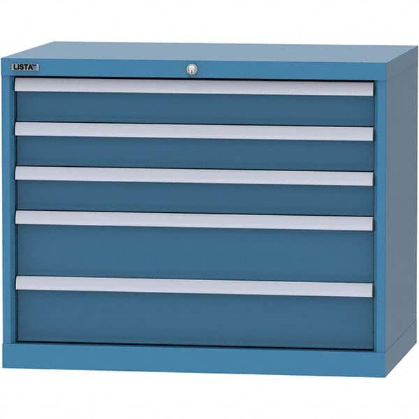 LISTA - 5 Drawer, 84 Compartment Bright Blue Steel Modular Storage Cabinet - Benchmark Tooling