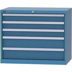 LISTA - 5 Drawer, 84 Compartment Bright Blue Steel Modular Storage Cabinet - Benchmark Tooling