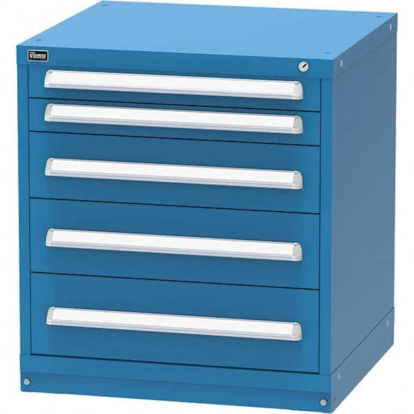 Vidmar - 5 Drawer, 124 Compartment Bright Blue Steel Modular Storage Cabinet - Benchmark Tooling