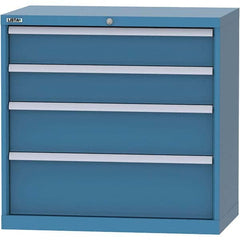 LISTA - 4 Drawer, 84 Compartment Bright Blue Steel Modular Storage Cabinet - Benchmark Tooling