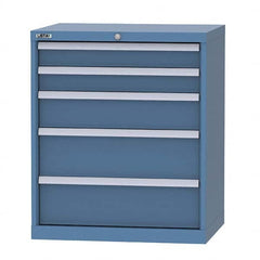 LISTA - 5 Drawer, 124 Compartment Bright Blue Steel Modular Storage Cabinet - Benchmark Tooling