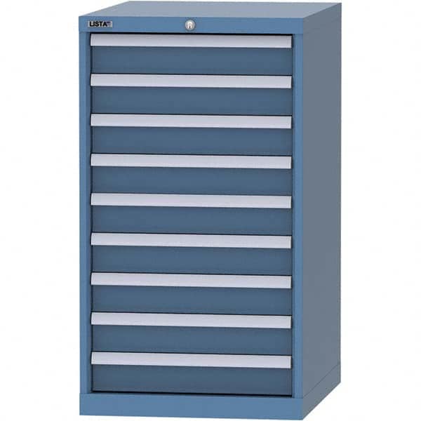 LISTA - 9 Drawer, 99 Compartment Bright Blue Steel Modular Storage Cabinet - Benchmark Tooling