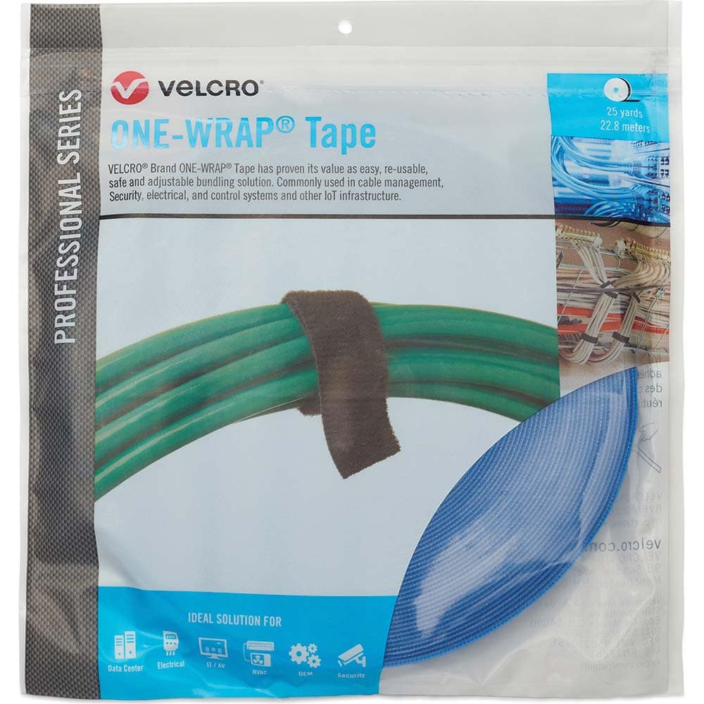 Velcro Brand - Cable Ties; Cable Tie Type: Reusable Cable Tie ; Material: Hook and Loop ; Color: Blue ; Overall Length (Feet): 75 ; Overall Length (Decimal Inch): 300.00000 ; Maximum Bundle Diameter (Inch): 0.75 - Exact Industrial Supply