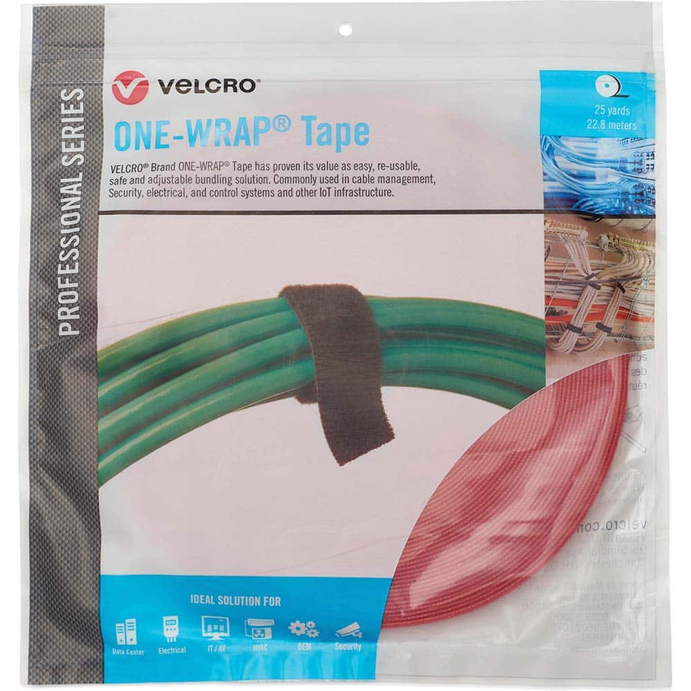 Velcro Brand - Cable Ties; Cable Tie Type: Reusable Cable Tie ; Material: Hook and Loop ; Color: Red ; Overall Length (Feet): 75 ; Overall Length (Decimal Inch): 300.00000 ; Maximum Bundle Diameter (Inch): 0.5 - Exact Industrial Supply