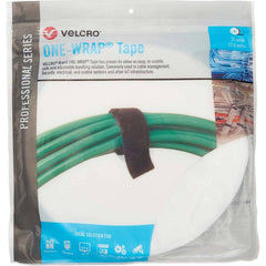 Velcro Brand - Cable Ties; Cable Tie Type: Reusable Cable Tie ; Material: Hook and Loop ; Color: White ; Overall Length (Feet): 75 ; Overall Length (Decimal Inch): 300.00000 ; Maximum Bundle Diameter (Inch): 1 - Exact Industrial Supply