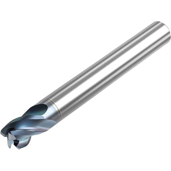 Corner Radius End Mill: 1/8″ Dia, 1/8″ LOC, 0.01″ Radius, 4 Flutes, Solid Carbide 1-1/2″ OAL, 1/8″ Shank Dia, 40 ° Helix, HTA Coated, Corner Radius End, Series STR440.2