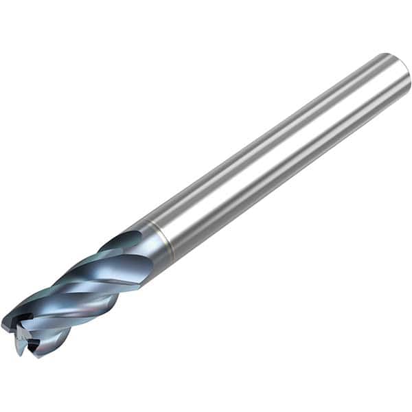 Corner Radius End Mill: 1/4″ Dia, 1/2″ LOC, 0.02″ Radius, 4 Flutes, Solid Carbide 2-1/2″ OAL, 1/4″ Shank Dia, 30 ° Helix, HTA Coated, Corner Radius End, Series STS430.2