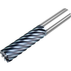 Corner Radius End Mill: 3/4″ Dia, 1-5/8″ LOC, 0.03″ Radius, 9 Flutes, Solid Carbide 4″ OAL, 3/4″ Shank Dia, 38 ° Helix, HTA Coated, Corner Radius End, Series S938