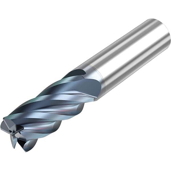 Corner Radius End Mill: 1/4″ Dia, 3/4″ LOC, 0.03″ Radius, 5 Flutes, Solid Carbide 2-1/2″ OAL, 1/4″ Shank Dia, 40 ° Helix, HTA Coated, Corner Radius End, Series STS540