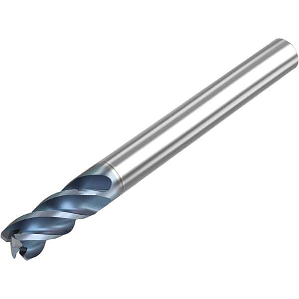 Corner Radius End Mill: 3/16″ Dia, 3/8″ LOC, 0.01″ Radius, 4 Flutes, Solid Carbide 2″ OAL, 3/16″ Shank Dia, 40 ° Helix, HTA Coated, Corner Radius End, Series STR440.2