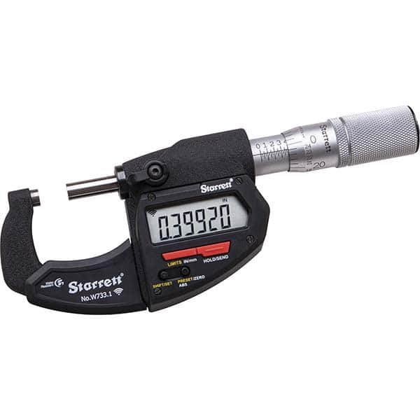 Starrett - Electronic Outside Micrometers Minimum Measurement (Decimal Inch): 0 Minimum Measurement (mm): 0 - Benchmark Tooling