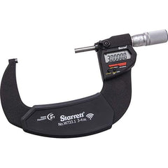 Starrett - Electronic Outside Micrometers; Type: Wireless Electronic Outside Micrometer ; Minimum Measurement (Decimal Inch): 4 ; Minimum Measurement (mm): 100 ; Maximum Measurement (mm): 125 ; Maximum Measurement (Decimal Inch): 5 ; Thimble Type: Fricti - Exact Industrial Supply