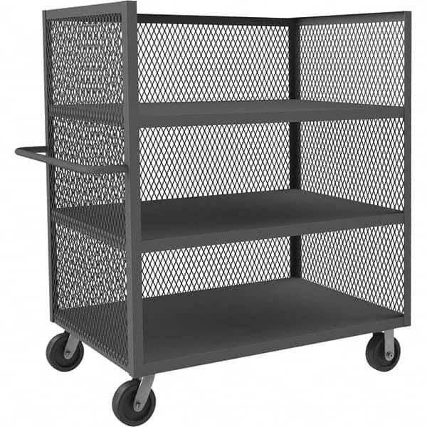 Durham - 3,000 Lb Capacity 3-Shelf 3-Sided Mesh Truck - Benchmark Tooling
