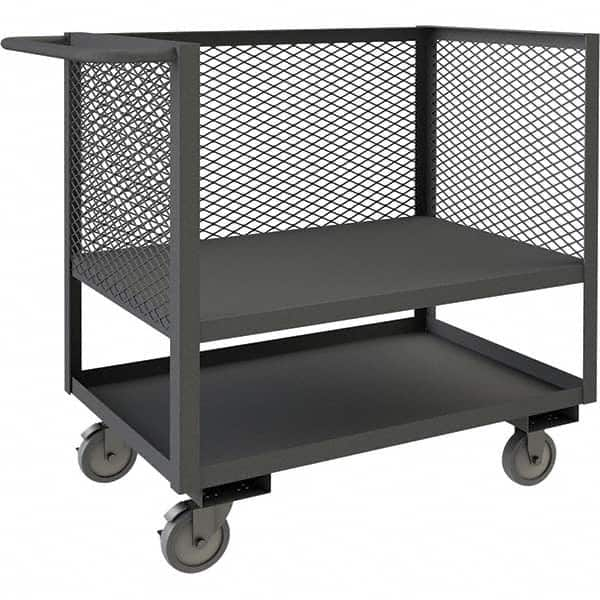 Durham - 1,200 Lb Capacity 2-Shelf 3-Sided Mesh Truck - Benchmark Tooling