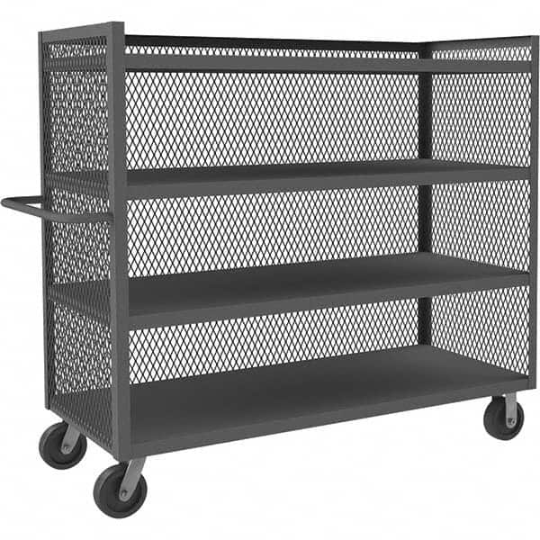 Durham - 3,000 Lb Capacity 4-Shelf 3-Sided Mesh Truck - Benchmark Tooling