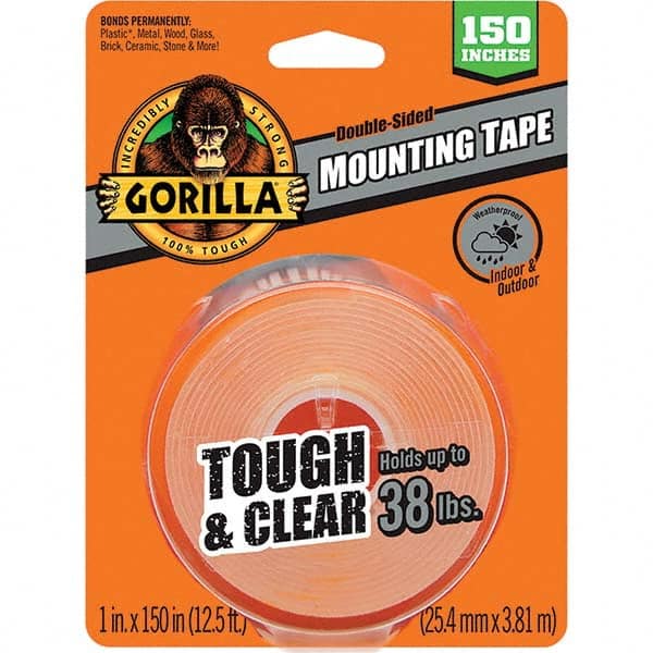 Clear Double-Sided Polyethylene Foam Tape: 1″ Wide, 150 yd Long, 43 mil Thick, Acrylic Adhesive Continuous Roll