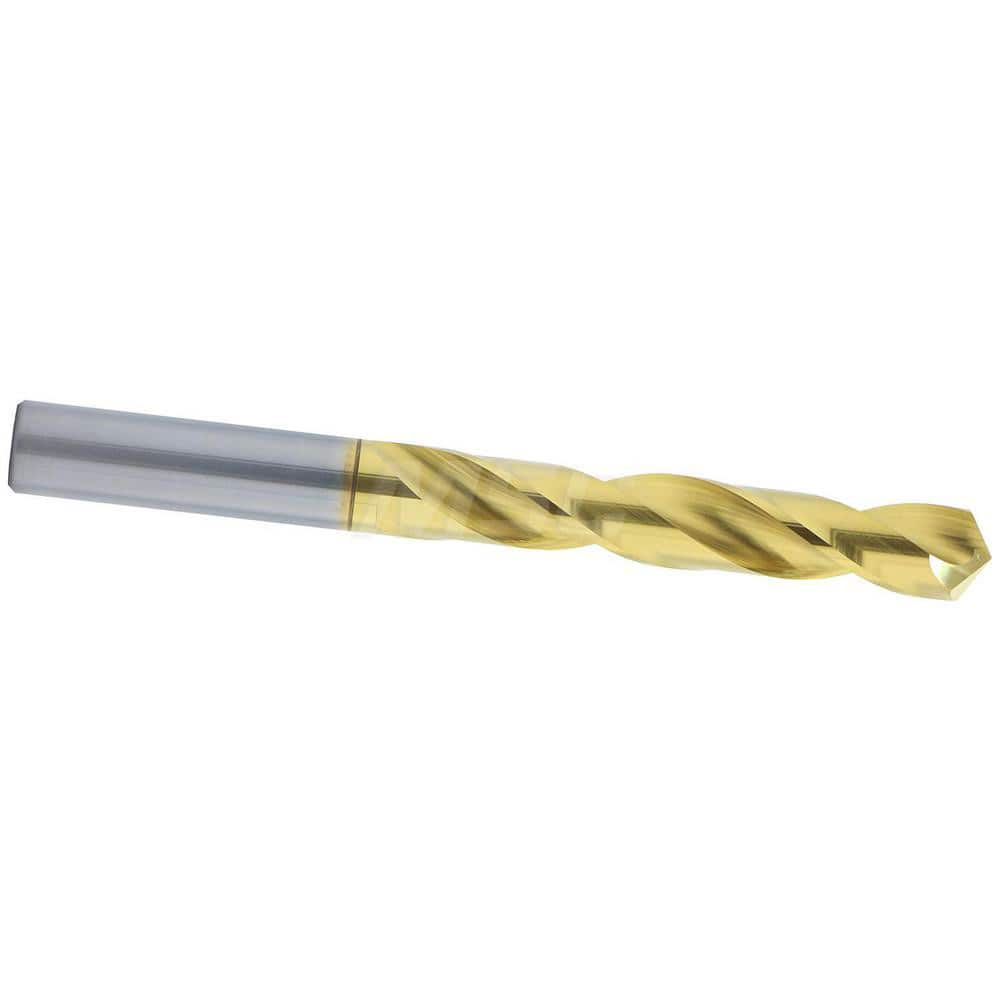 Jobber Length Drill Bit: 0.4375″ Dia, 118 °, Solid Carbide TiN Finish, Right Hand Cut, Spiral Flute, Straight-Cylindrical Shank, Series 450