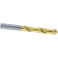 Jobber Length Drill Bit: 0.4375″ Dia, 118 °, Solid Carbide TiN Finish, Right Hand Cut, Spiral Flute, Straight-Cylindrical Shank, Series 450