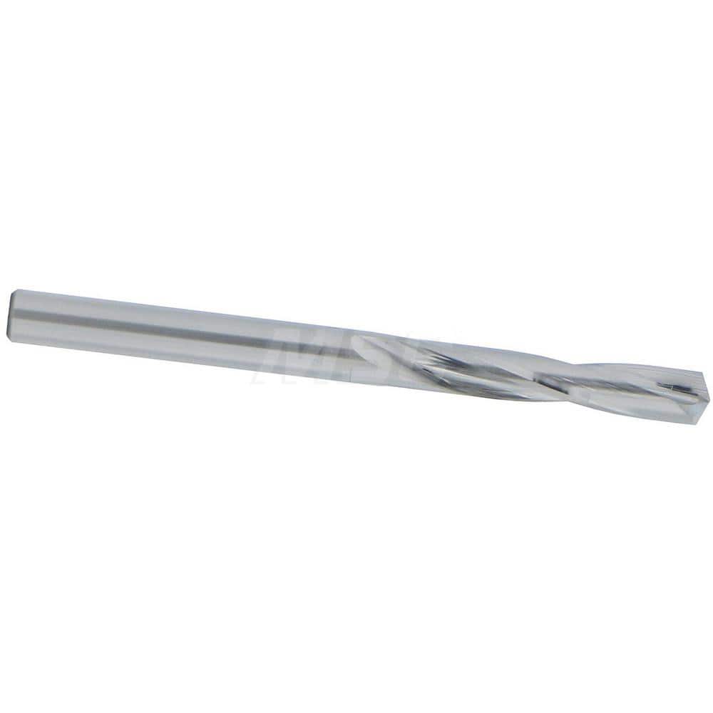 Screw Machine Length Drill Bit: 0.173″ Dia, 135 °, Solid Carbide Bright/Uncoated, Right Hand Cut, Straight-Cylindrical Shank
