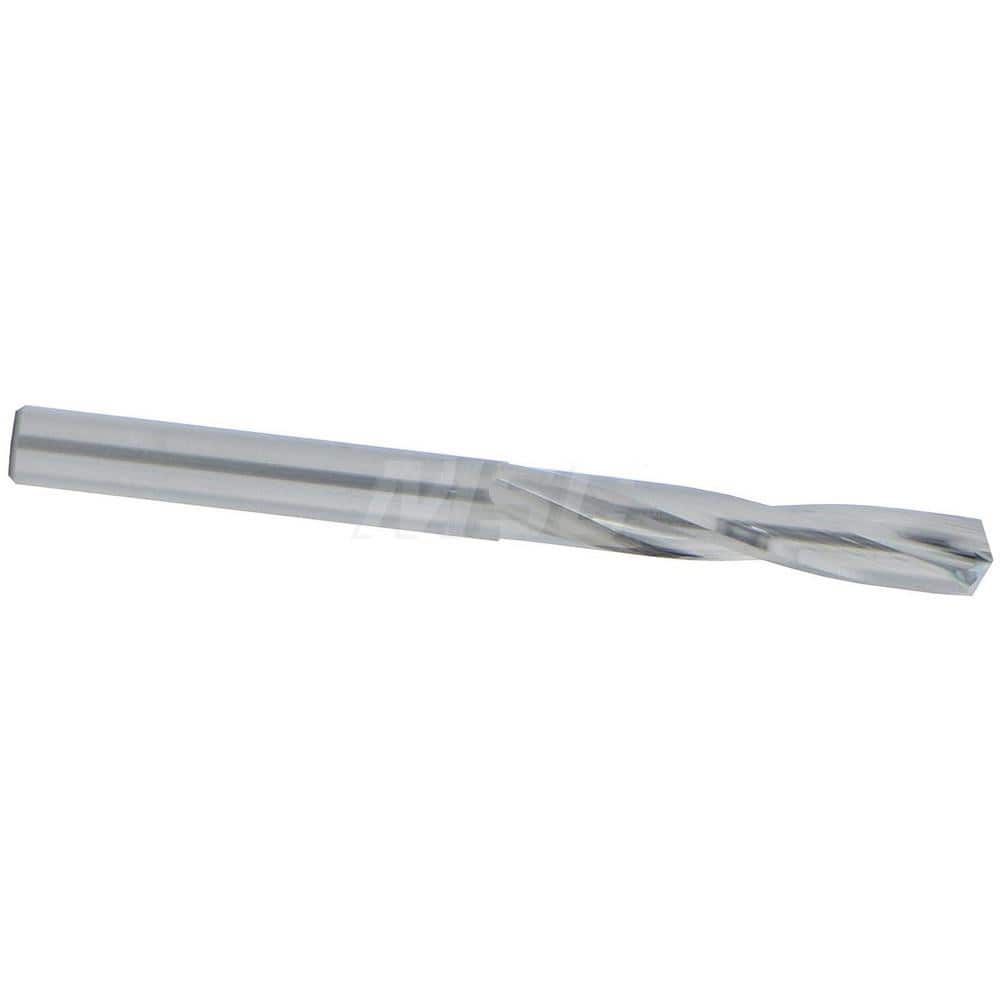 Screw Machine Length Drill Bit: 0.182″ Dia, 135 °, Solid Carbide Bright/Uncoated, Right Hand Cut, Straight-Cylindrical Shank