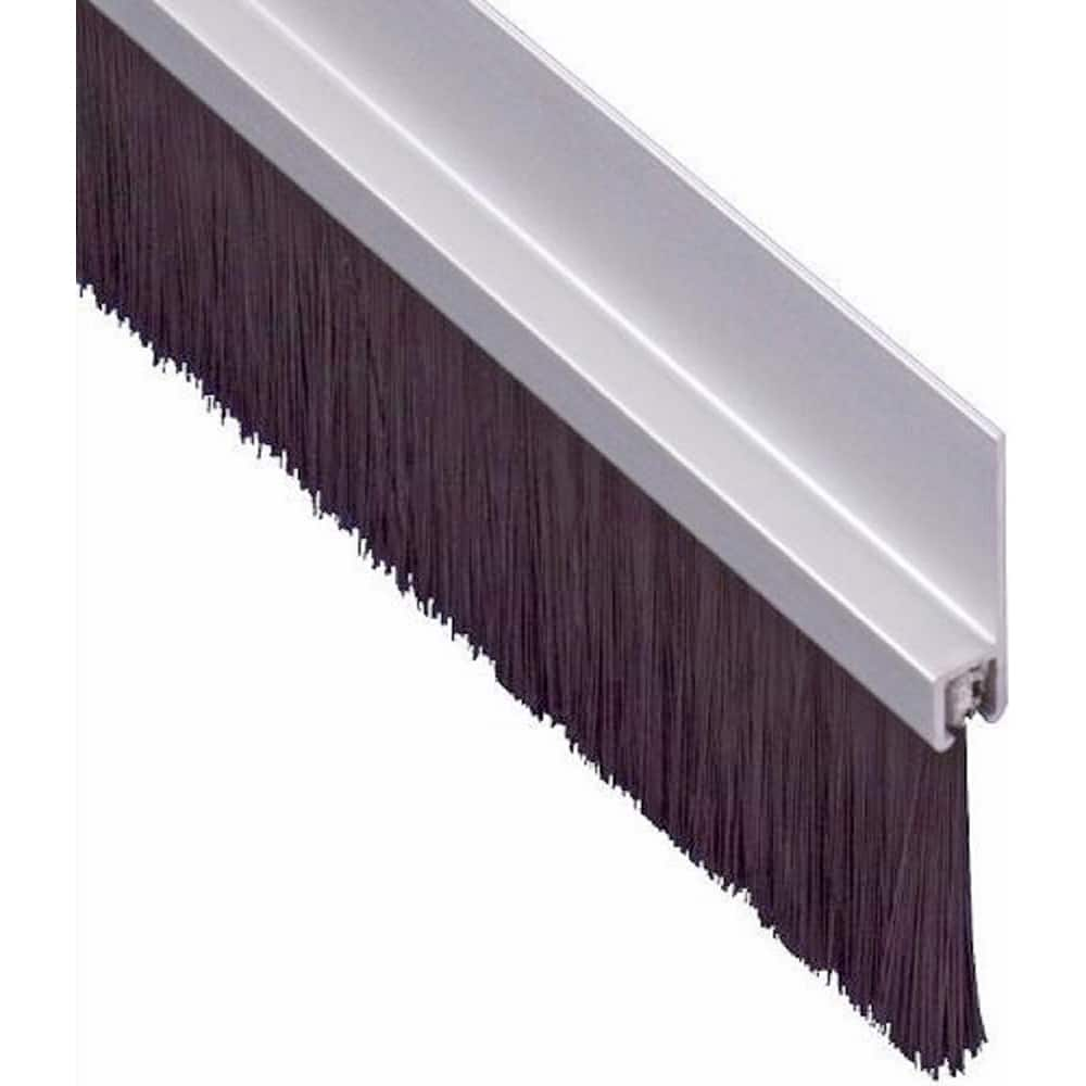 Pemko - Sweeps & Seals; Type: Brush Door Bottom Sweep ; Width (Inch): 1/4 ; Finish/Coating: Clear Anodized Aluminum ; Material: 6063-T6 Extruded Tempered Aluminum ; Back Strip Brush Width (Inch): 6 ; Bristle Length (Inch): 12.0000 - Exact Industrial Supply