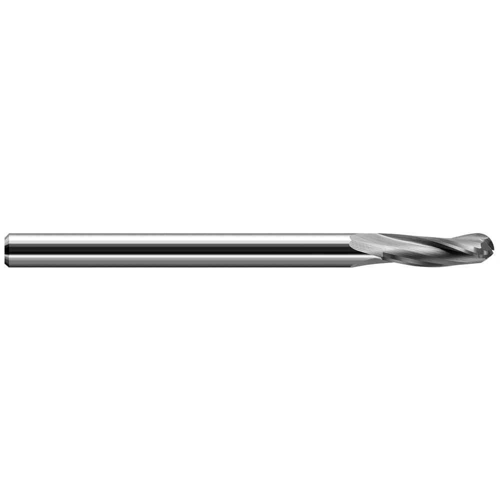 Harvey Tool - 1/16", 0.186" LOC, 1/8" Shank Diam, 3 Flute Solid Carbide Ball End Mill - Exact Industrial Supply