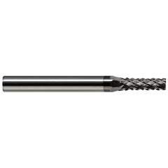 Harvey Tool - 1/16" Diam, 0.186" LOC, 1/8" Shank Diam, 6-Flute Burr-End Diamond-Pattern Router Bit - Exact Industrial Supply