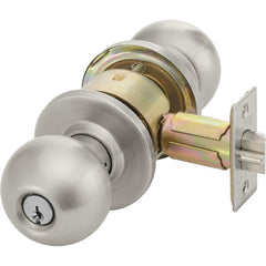 Yale - Lever Locksets; Door Thickness: 1-3/4 (Inch); Door Thickness: 1-3/4 ; Back Set: 2-3/4 (Inch); For Use With: Storeroom; Utility; Exit Doors ; Finish/Coating: Satin Stainless Steel ; Cylinder Type: 6 Pin Schlage C Keway, Keyed - Exact Industrial Supply