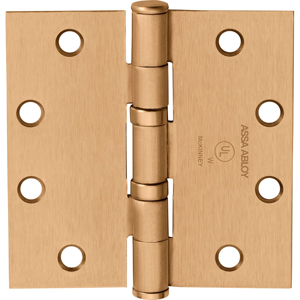 Yale - Commercial Hinges; Length (Inch): 4-1/2 ; Thickness (Decimal Inch): 0.1340 ; Number of Knuckles: 5.000 ; Stanley Finish Code: US10 ; Finish/Coating: US10 ; Box Quantity: 3 - Exact Industrial Supply