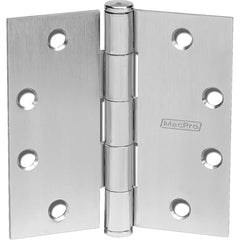 Yale - Commercial Hinges; Length (Inch): 4-1/2 ; Thickness (Decimal Inch): 0.1340 ; Minimum Thickness: 3.4036 (mm); Number of Knuckles: 5.000 ; Stanley Finish Code: US26 ; Finish/Coating: US26 - Exact Industrial Supply