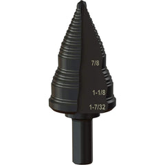 Greenlee - Step Drill Bits; Minimum Hole Diameter (Inch): 3/16 ; Maximum Hole Diameter (Inch): 1-7/32 ; Drill Bit Material: Steel ; Drill Bit Finish/Coating: Steam Oxide ; Number of Hole Sizes: 4 ; Shank Type: 3-Flat - Exact Industrial Supply