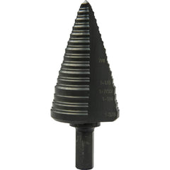 Greenlee - Step Drill Bits; Minimum Hole Diameter (Inch): 1/4 ; Maximum Hole Diameter (Inch): 1-3/8 ; Drill Bit Material: Steel ; Drill Bit Finish/Coating: Steam Oxide ; Number of Hole Sizes: 15 ; Shank Type: 3-Flat - Exact Industrial Supply