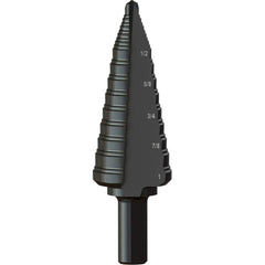 Greenlee - Step Drill Bits; Minimum Hole Diameter (Inch): 3/16 ; Maximum Hole Diameter (Inch): 1 ; Drill Bit Material: Steel ; Drill Bit Finish/Coating: Steam Oxide ; Number of Hole Sizes: 10 ; Shank Type: 3-Flat - Exact Industrial Supply