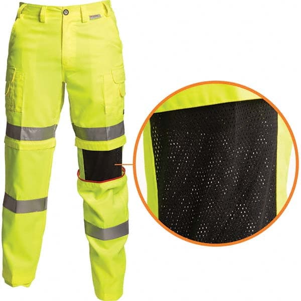 Lime & Yellow Polyester & Cotton Hi-Visibility Pants 10 Pockets, Zipper Closure, 60″ Waist, 36″ Inseam, Haz Prot Lvl ANSI 107-2015 Class E