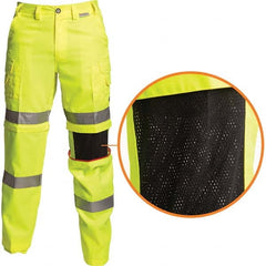 Lime & Yellow Polyester & Cotton Hi-Visibility Pants 10 Pockets, Zipper Closure, 36″ Waist, 34″ Inseam, Haz Prot Lvl ANSI 107-2015 Class E