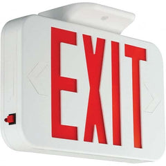 Illuminated Exit Signs; Number of Faces: 1; Light Technology: LED; Letter Color: Red; Mount Type: Surface Mount; Housing Material: Thermoplastic; Housing Color: White; Battery Type: Sealed Nickel Cadmium; Wattage: 4 W; Overall Length: 2 in; Overall Height