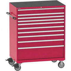 Steel Tool Roller Cabinet: 10 Drawers Red