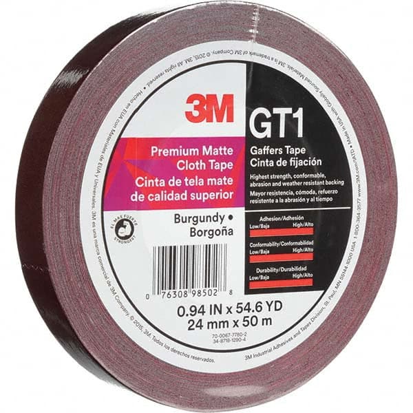 3M - 50m x 24mm x 11 mil Burgundy Cotton Cloth Gaffers Tape - Benchmark Tooling