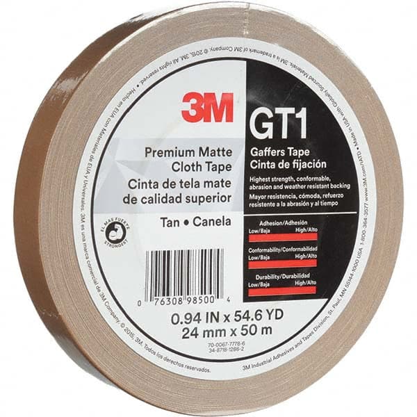 3M - 50m x 24mm x 11 mil Tan Cotton Cloth Gaffers Tape - Benchmark Tooling