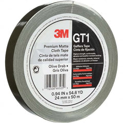 3M - 50m x 24mm x 11 mil Olive Green Cotton Cloth Gaffers Tape - Benchmark Tooling