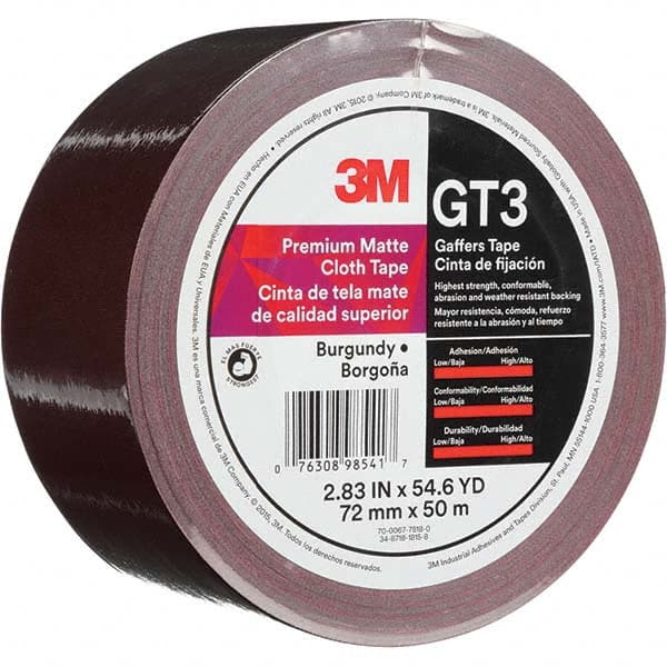 3M - 50m x 72mm x 11 mil Burgundy Cotton Cloth Gaffers Tape - Benchmark Tooling