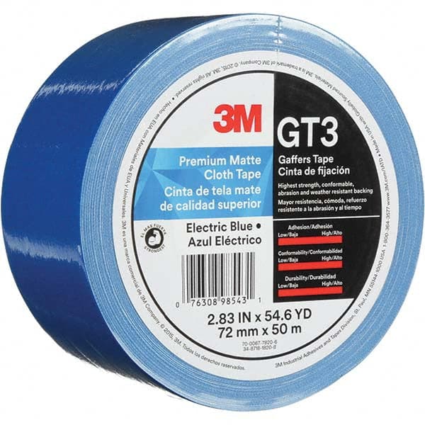 3M - 50m x 72mm x 11 mil Blue Cotton Cloth Gaffers Tape - Benchmark Tooling